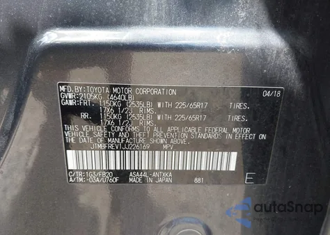 2018 Toyota Rav4 Le from USA, damaged, VIN JTMBFREV1JJ226169